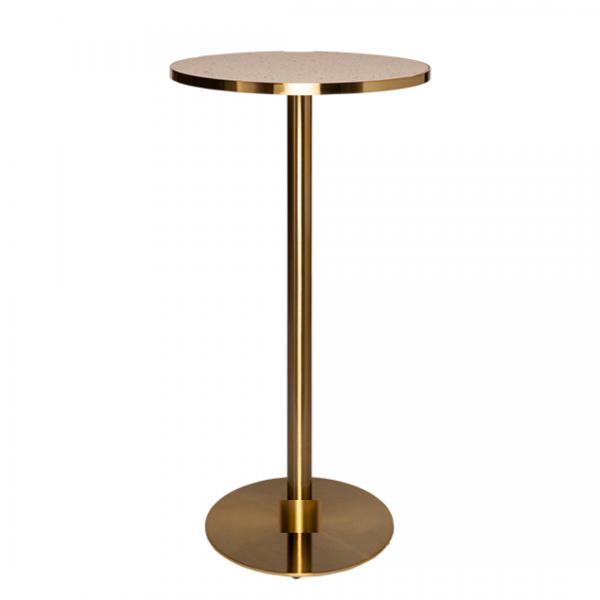 Brass Cocktail Bar Table Hire w/ Pink Terazzo Top