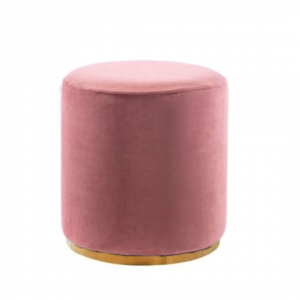 Pink Velvet Ottoman Stool Hire with Gold Trim