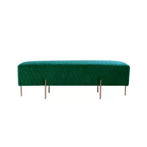 Emerald Green Velvet Ottoman Bench