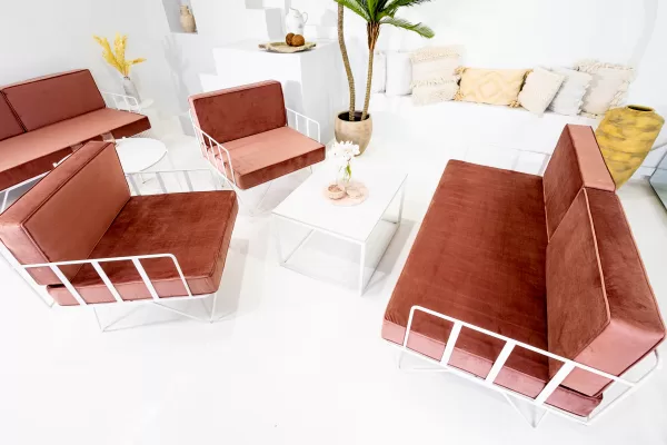 Wire Lounges with Pink Cushions
