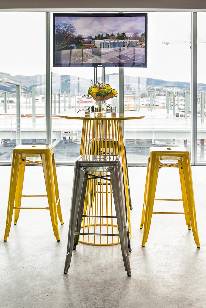 Yellow Bar Table with tolix stools for an event