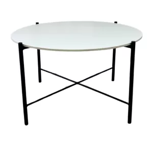 Black Cross Coffee Table Hire with White Top