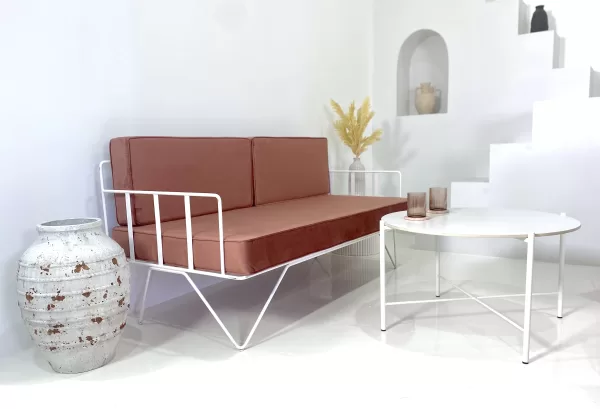 White Cross Coffee Table with White Top