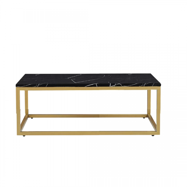 gold coffee table with black marble top