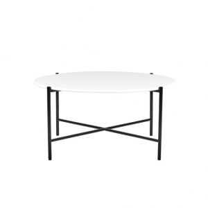 Black round coffee table with white top