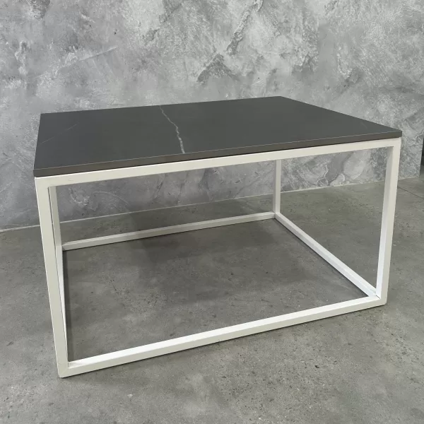 White Rectangular Coffee Table with Black Top
