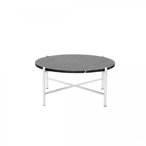 white round cross coffee table with black marble top